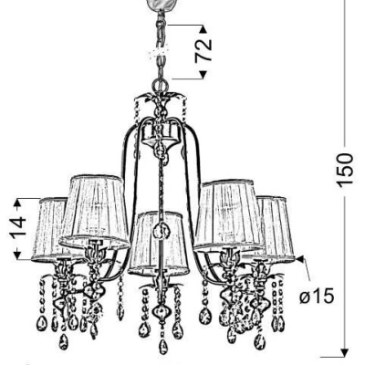 Závěsný pětiramenný lustr v klasickém stylu ADONIS - 5xE14, 40W, patina