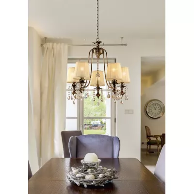 Závěsný pětiramenný lustr v klasickém stylu ADONIS - 5xE14, 40W, patina