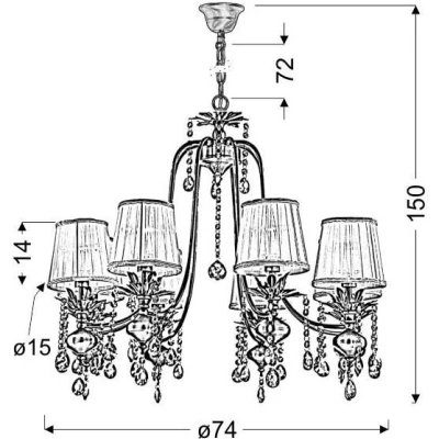 Závěsný osmiramenný lustr v klasickém stylu ADONIS - 8xE14, 40W, patina