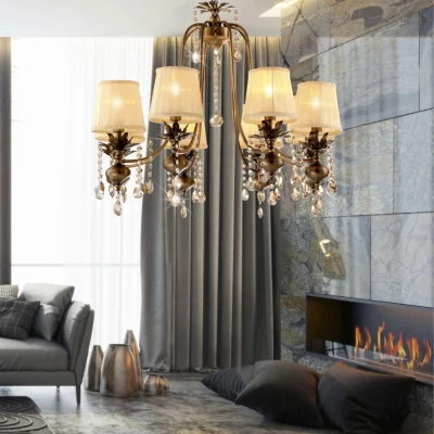 Závěsný osmiramenný lustr v klasickém stylu ADONIS - 8xE14, 40W, patina