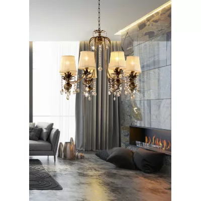 Závěsný osmiramenný lustr v klasickém stylu ADONIS - 8xE14, 40W, patina