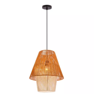 Závěsné osvětlení AFRICA - 1xE27, 40W, 40cm, kulaté, černé / béžové / bílé