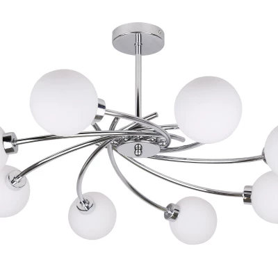 Závěsný lustr na tyči AGAPANT - 8xG9, 40W, chromovaný / bílý