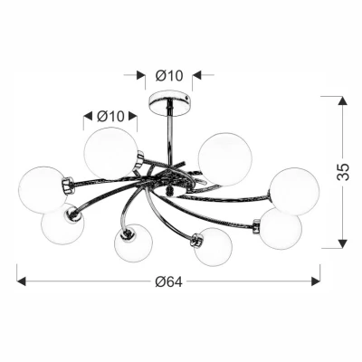 Závěsný lustr na tyči AGAPANT - 8xG9, 40W, chromovaný / bílý