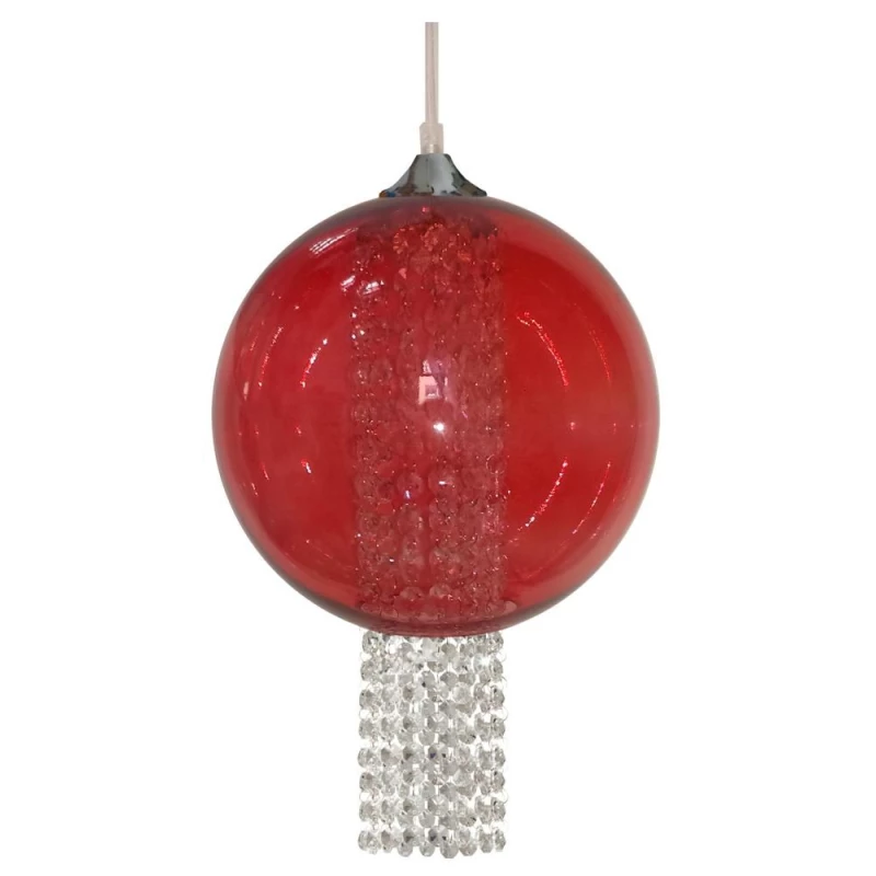 Závěsné moderní osvětlené s křišťály ALLANI - 1xE27, 60W, 25cm, koule, červené