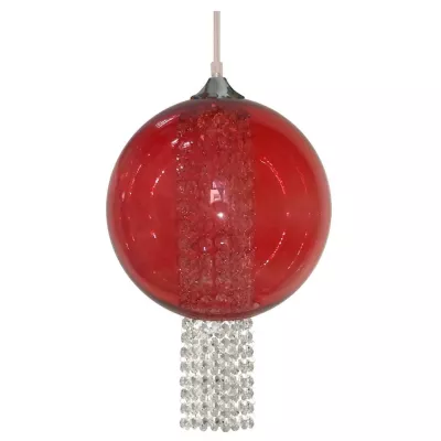 Závěsné moderní osvětlené s křišťály ALLANI - 1xE27, 60W, 25cm, koule, červené