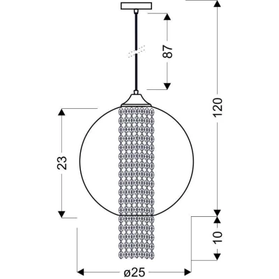 Závěsné moderní osvětlené s křišťály ALLANI - 1xE27, 60W, 25cm, koule, čiré