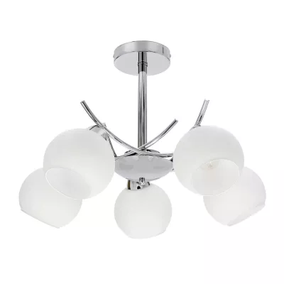 Moderní závěsné pětiramenné osvětlení AMOS - 5xE27, 40W, chromované / bílé