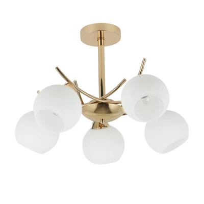 Moderní závěsné pětiramenné osvětlení AMOS - 5xE27, 40W, zlaté / bílé