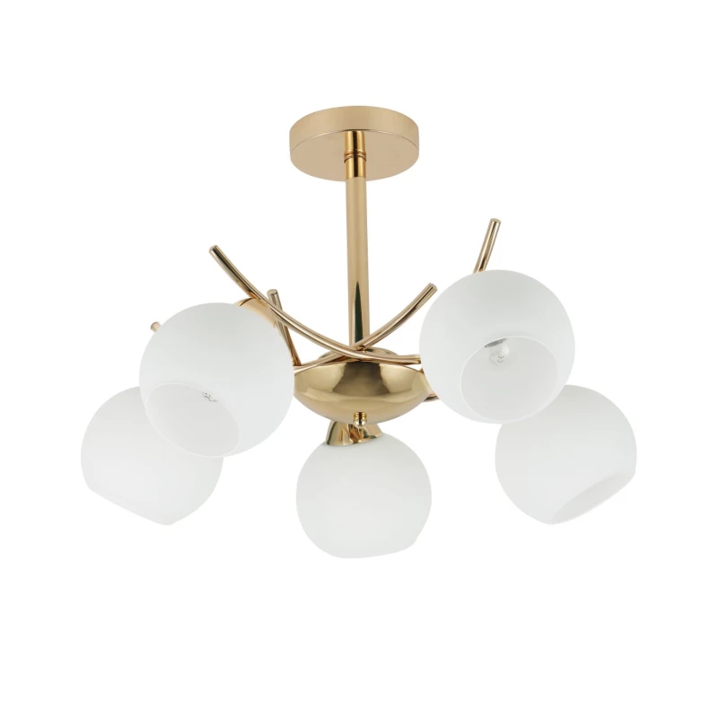 Moderní závěsné pětiramenné osvětlení AMOS - 5xE27, 40W, zlaté / bílé