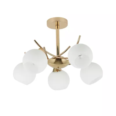 Moderní závěsné pětiramenné osvětlení AMOS - 5xE27, 40W, zlaté / bílé