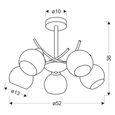 Moderní závěsné pětiramenné osvětlení AMOS - 5xE27, 40W, zlaté / bílé