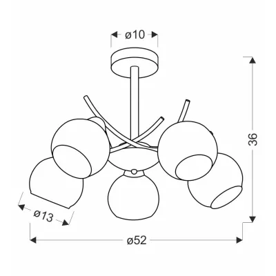 Moderní závěsné pětiramenné osvětlení AMOS - 5xE27, 40W, zlaté / bílé