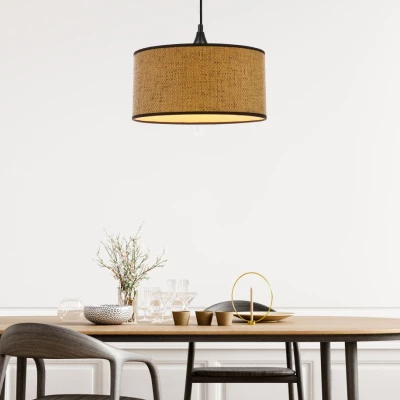 Skandinávské závěsné svítidlo ANAKA - 1xE27, 40W, černé / béžovohnědé