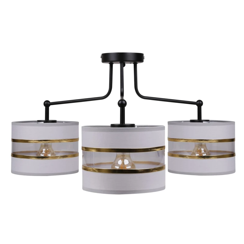 Závěsné moderní osvětlení ANDY - 3xE27, 40W, zlaté / čiré / šedé