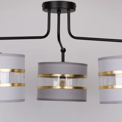 Závěsné moderní osvětlení ANDY - 3xE27, 40W, zlaté / čiré / šedé