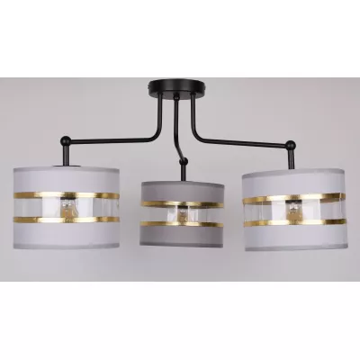 Závěsné moderní osvětlení ANDY - 3xE27, 40W, zlaté / čiré / šedé