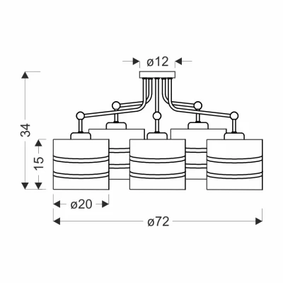 Závěsné moderní osvětlení ANDY - 5xE27, 40W, zlaté / čiré / šedé