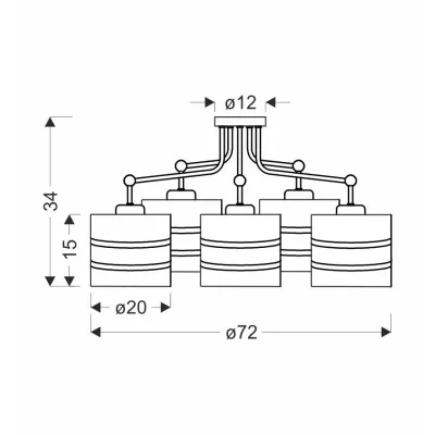 Závěsné moderní osvětlení ANDY - 5xE27, 40W, zlaté / čiré / šedé