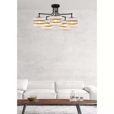 Závěsné moderní osvětlení ANDY - 5xE27, 40W, zlaté / čiré / černé