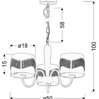 Moderní tříramenné závěsné světlo ANTONIO - 3xE27, 60W, bílé