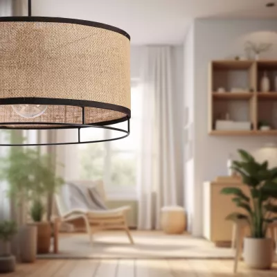 Závěsné kulaté osvětlení ARDI - 1xE27, 40W, černé / béžové