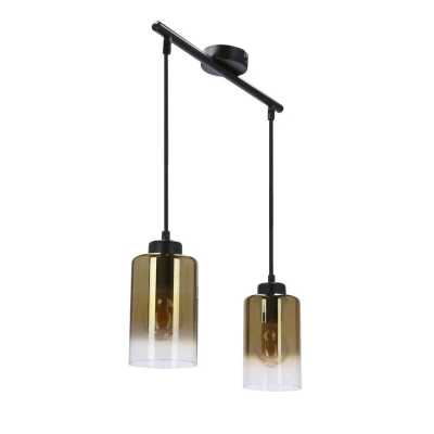 Závěsné moderní světlo nad jídelní stůl ASPRA - 2xE27, 60W, černé / jantarové