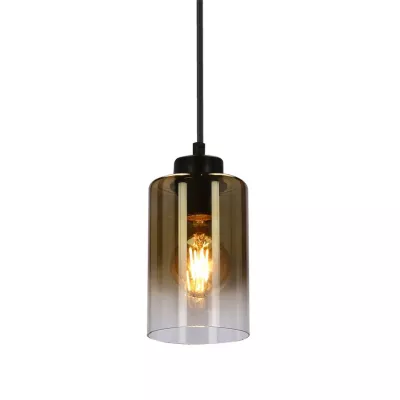 Závěsné moderní světlo ASPRA - 1xE27, 60W, černé / jantarové