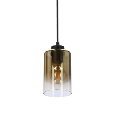 Závěsné moderní světlo ASPRA - 1xE27, 60W, černé / jantarové