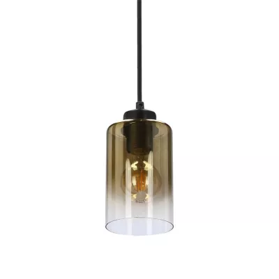 Závěsné moderní světlo ASPRA - 1xE27, 60W, černé / jantarové