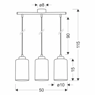 Závěsné moderní světlo nad jídelní stůl ASPRA - 3xE27, 60W, černé / jantarové