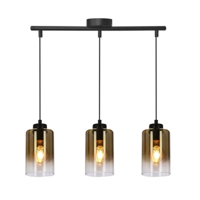 Závěsné moderní světlo nad jídelní stůl ASPRA - 3xE27, 60W, černé / jantarové