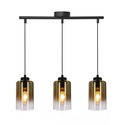 Závěsné moderní světlo nad jídelní stůl ASPRA - 3xE27, 60W, černé / jantarové