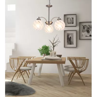 Závěsné osvětlení na řetězu BAIDA - 3xE27, 60W, stříbrné / čiré