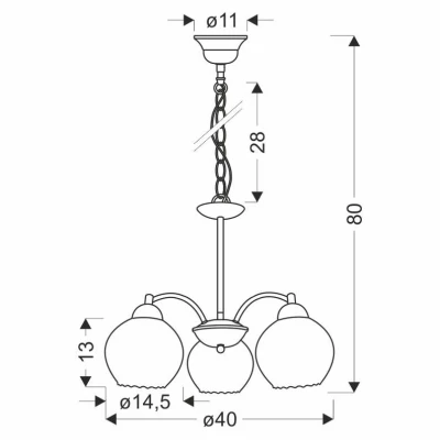 Závěsné osvětlení na řetězu BAIDA - 3xE27, 60W, stříbrné / čiré