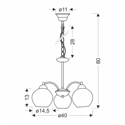 Závěsné osvětlení na řetězu BAIDA - 3xE27, 60W, stříbrné / čiré