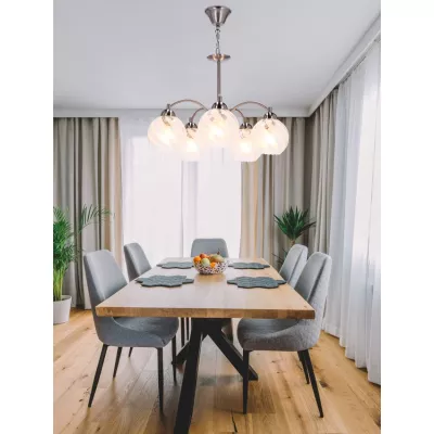 Závěsné osvětlení na řetězu BAIDA - 5xE27, 60W, stříbrné / čiré