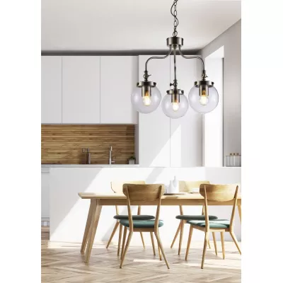 Závěsný tříramenný lustr na řetězu BALLET - 3xE27, 40W, patina