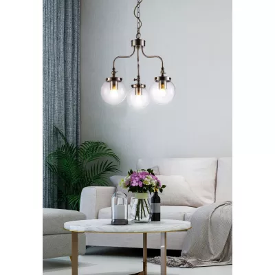 Závěsný tříramenný lustr na řetězu BALLET - 3xE27, 40W, patina