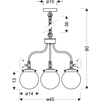 Závěsný tříramenný lustr na řetězu BALLET - 3xE27, 40W, patina