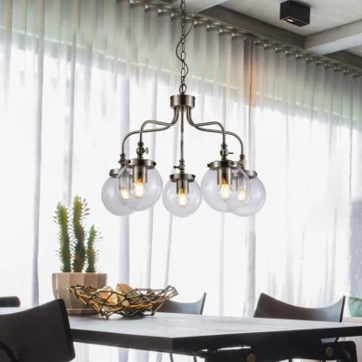 Závěsný pětiramenný lustr na řetězu BALLET - 5xE27, 40W, patina