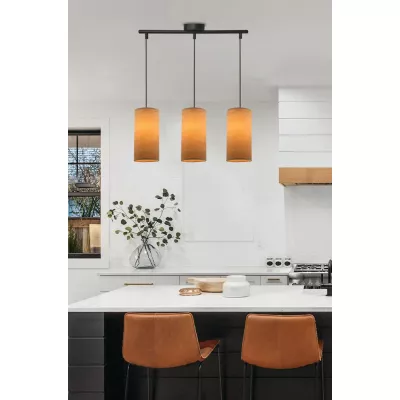 Skandinávské závěsné svítidlo nad jídelní stůl BALLO - 3xE27, 60W, ořech / černé