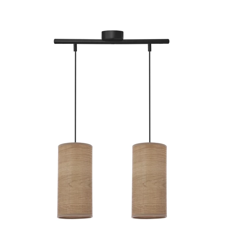 Skandinávské závěsné svítidlo nad jídelní stůl BALLO - 2xE27, 60W, ořech / černé