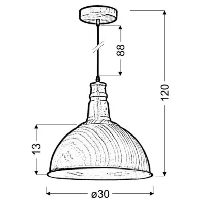 Závěsné moderní osvětlení BARN - 1xE27, 60W, hnědé