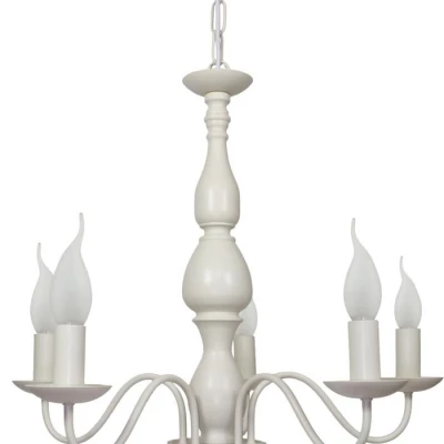 Závěsný pětiramenný lustr na řetězu BELLAGIO - 5xE14, 40W, krémový