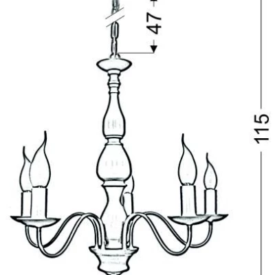 Závěsný pětiramenný lustr na řetězu BELLAGIO - 5xE14, 40W, krémový