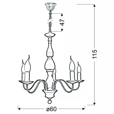 Závěsný pětiramenný lustr na řetězu BELLAGIO - 5xE14, 40W, krémový