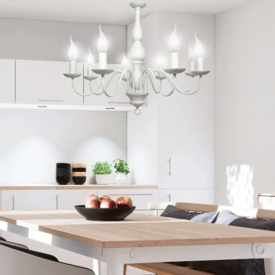 Honosný závěsný osmiramenný lustr na řetězu BELLAGIO - 8xE14, 40W, krémový