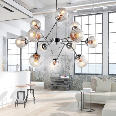 Závěsné moderní osvětlení BEST - 12xE14, 40W, chromované / měděné