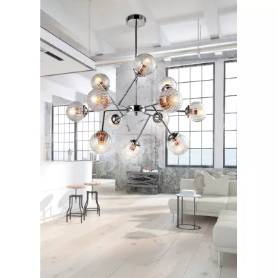 Závěsné moderní osvětlení BEST - 12xE14, 40W, chromované / měděné